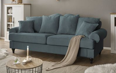 Sofa Landhaus Couch 3,5-Sitzer in grau Wohnzimmer Adelina 230 cm