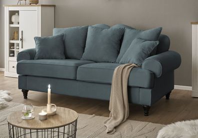 Sofa in grau Wohnzimmer Couch 3-Sitzer Landhaus Adelina Einzelsofa 200 cm