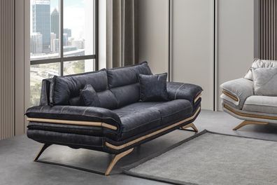 Stilvoll 3-Sitzer Sofa Exklusive Schwarz farbe Luxus Möbel in Wohnzimmer