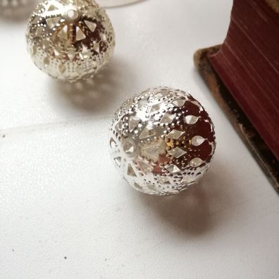 Dekokugel Silber Ornament 3cm Clayre&Eef 10er Set Weihnachten Silvester Winter