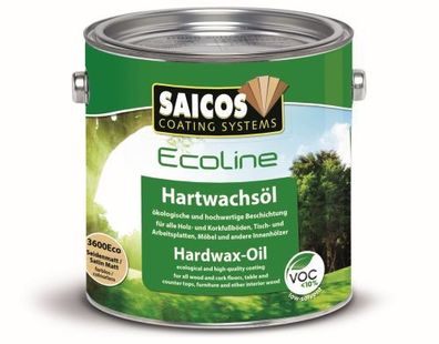 SAICOS Ecoline Hartwachsöl 3600Eco Seidenmatt Farblos 0,75 oder 2,5 Liter