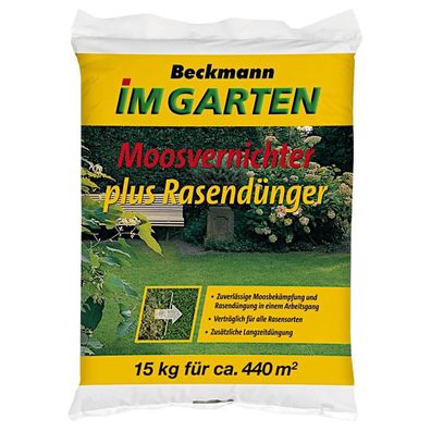 Beckmann Moosvernichter plus Rasendünger 15 kg Langzeitdünger Moosbekämpfung