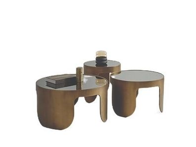 Luxuriöse Couchtisch Garnitur Designer 3x Kaffeetische Rundtisch Set