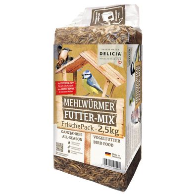 Delicia® Mehlwürmer Futter-Mix 2,5 kg Gartenvögel Vogelfutter Nahrzungsergänzung