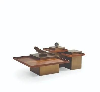 Moderner Brauner Couchtisch Set Wohnzimmer Holz Kaffeetisch Luxus Set