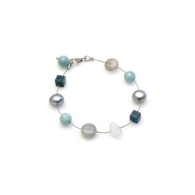 Luna-Pearls Edelstein Armband + Zuchtperlen