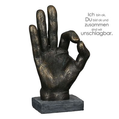 Casablanca Skulptur "Okay" Poly . bronzefarben Hand mit Okay-Zeichen-Finger auf ...