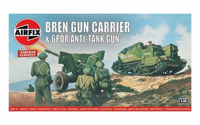 Airfix 1:76 A01309V Bren Gun Carrier& 6 pdr AT Gun, intage Classics