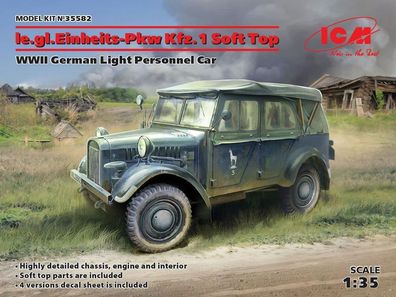 ICM 1:35 35582 le. gl. Einheitz-Pkw Kfz.1 Soft Top, WWII German Light Personnel Car
