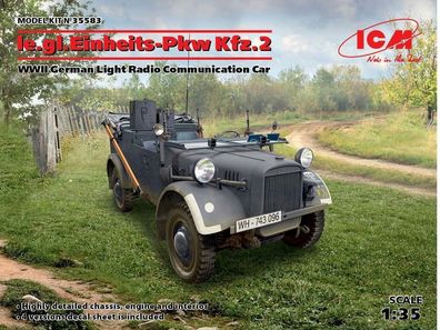 ICM 1:35 35583 le. gl. Einheitz-Pkw KFZ.2, WII GermanLigh Radio Communication Car