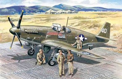 ICM 1:48 48125 Mustang P-51 B WWII American Fighter with USAAF Pilots and Ground Per