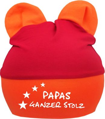 Baby und Kinder Ohren Mütze Multicolor mit Papas ganzer Stolz