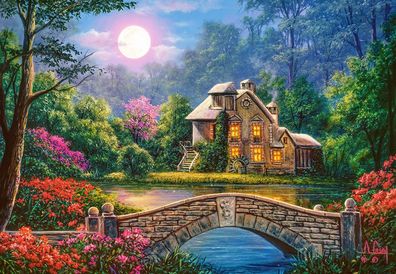 Castorland C-104208-2 Cottage in the Moon Garden, Puzzle 1000Te