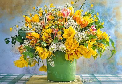 Castorland C-104567-2 Spring Flowers in Green Vase, Puzzle 1000 Teile