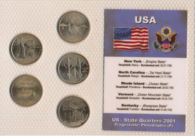 USA Satz 5x Quarter Dollar 2005 P State Quarters*