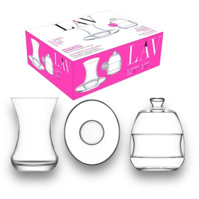 LAV Basak Türkisches Teegläser-Set: 13-Teilig mit Zuckerschale