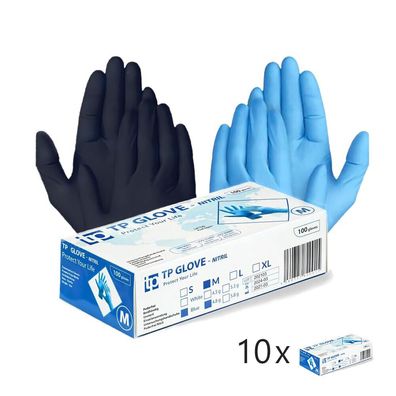Gedikum 10x 100 Nitrilhandschuhe | Einweghandschuhe | Blau/ Schwarz | S - XL