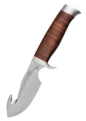 Waterbuck Messer mit Gut-Hook Klinge und Lederlamellengriff