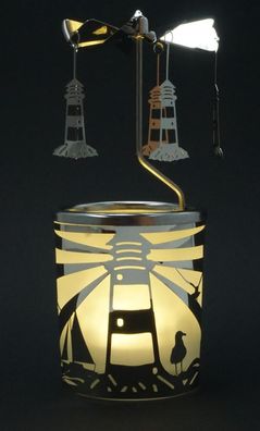 Windlicht Karussell Leuchtturm Glas Votivglas Leuchtglas Teelichthalter