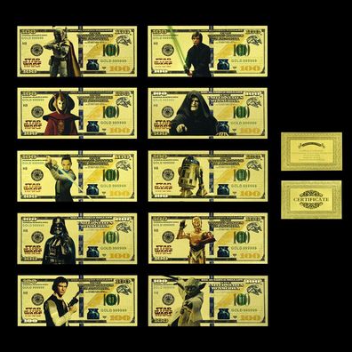 10er Set von Star Wars vergoldete Banknoten (SW2/24/04)