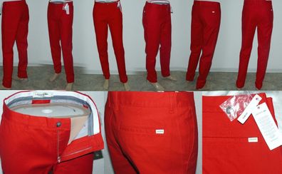 Lacoste HH 2749 00 240 Chino Hose Slim Fit Stretch Jeans W34 W40 L34 Rouge Rot
