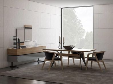 Luxus Esszimmer Set 8tlg Esstisch Komplett Stühle Sideboard mit 2x Spiegel Neu