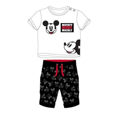 Baby Set Kurzarm- Shirt weiß mit schwarzer Hose, Mickey Mouse Motiv