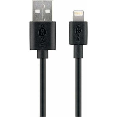 USB 2.0 Adapterkabel, USB-A Stecker > Lightning Stecker (schwarz, 1 Meter)