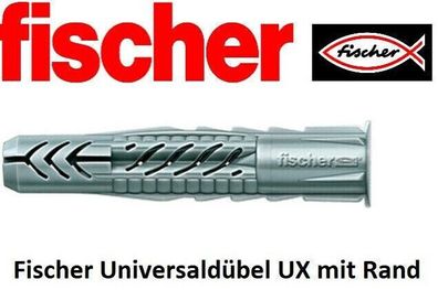 Fischer UX Dübel 5 6 8 10 mm aus Nylon, Universaldübel mit Rand, Spreizdübel