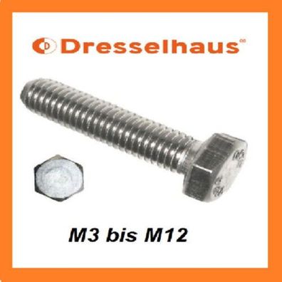 Sechskantschrauben DIN 933 verzinkt 8.8 M3 - M12 Maschinenschrauben ISO 4017