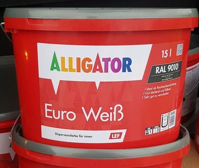 Alligator Euro Weiß LEF RAL 9010 Wandfarbe 15 Liter