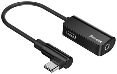 Baseus Audio Adapter USB-C zu Mini Jack 3,5 mm und USB-C in Schwarz 12 cm