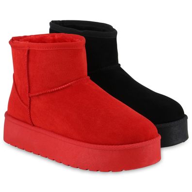 VAN HILL Damen Warm Gefütterte Winter Boots Bequeme Profil-Sohle Schuhe 840823