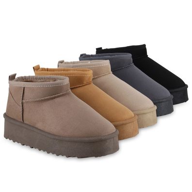 VAN HILL Damen Warm Gefütterte Winter Boots Bequeme Profil-Sohle Schuhe 840787
