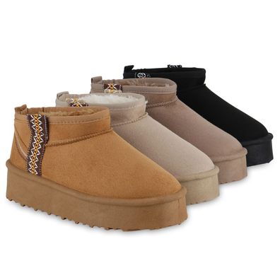 VAN HILL Damen Warm Gefütterte Winter Boots Stiefeletten Bequeme Schuhe 840911