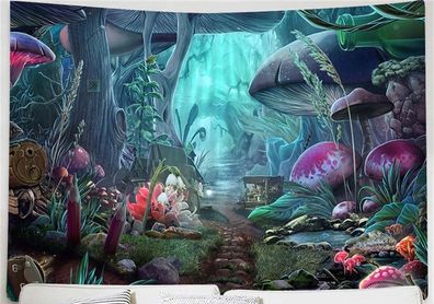 Wandtuch "Mushroom World" in den Größen 150x130cm und 200x150cm (Wandteppich)