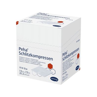 Hartmann Peha® Schlitzkompresse, steril 7,5 x 7,5 cm, 25 x 2 Stück | Packung (50 Stüc