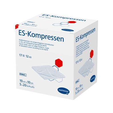 Hartmann ES-Kompressen 10 x 10 cm, 12-fach, steril | Packung (100 Stück)