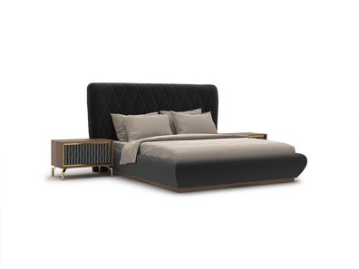 Schlafzimmer 3tlg Luxus Set Doppel Bett Design Holz 2x Nachttische Komplett