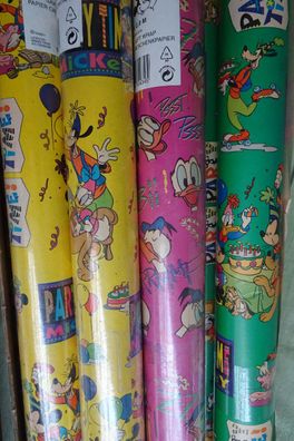 altes Geschenkpapier Dänemark Disney Donald Duck Pluto Micky Maus Minnie Daisy....