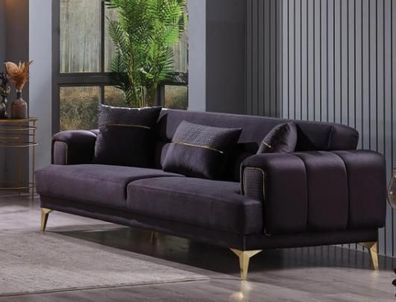Modernes Luxus Sofa Dreisitzer Textilcouch Designer Wohnzimmermöbel Samt