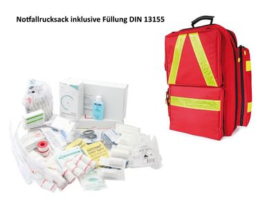 Notfallrucksack mit Füllung Sanitätskoffer Rucksack Sanitäter DIN 13155 komplett