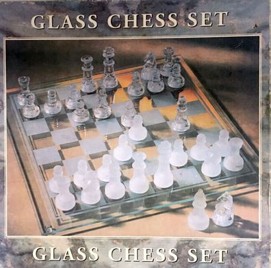 Schachspiel aus Glas, Glass Chess Set 25 x 25 cm