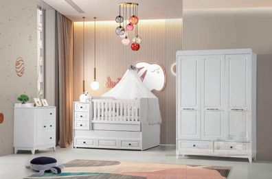 Modern Kinderbett Komplett Jugendzimmer Luxus Kinderzimmer Set 3tlg Weiß