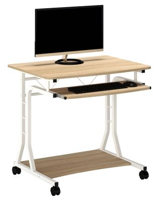 Computerschreibtisch Schreibtisch Rollbar Eiche/ Weiß Holzoptik CT-3791A/8418