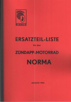 Ersatzteilliste für das Zündapp Motorrad Norma, Oldtimer, Zweirad