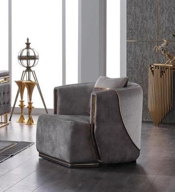 Designer Sessel Wohnzimmer Luxus Modern Sitz Textil Möbel Polstersessel
