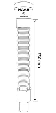 HT Anschlussschlauch flexibel, 750 mm, Muffe DN 50, Spitzende DN 40/50, grau