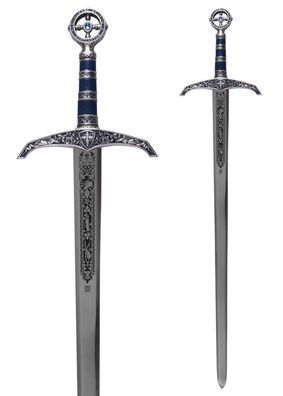 Schwert Robin Hood, silber/ blau, mit Zierätzung