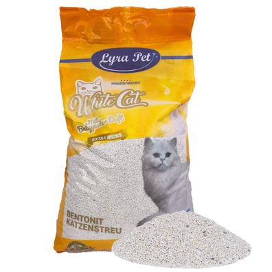 15 - 30 Liter Lyra Pet® White Cat® Katzenstreu Bentonit mit Babypuderduft